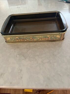 Vintage Pyrex Rectangle 2L Baking Dish In Metal Carrier #232